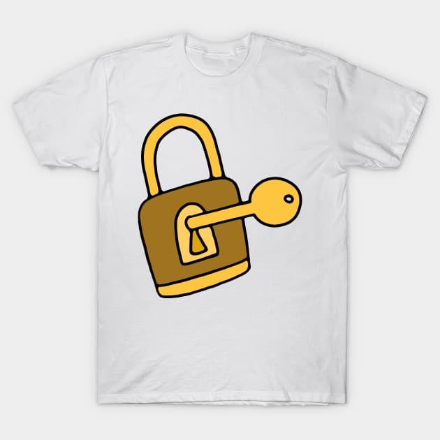 Golden Lock and Key T-Shirt by murialbezanson